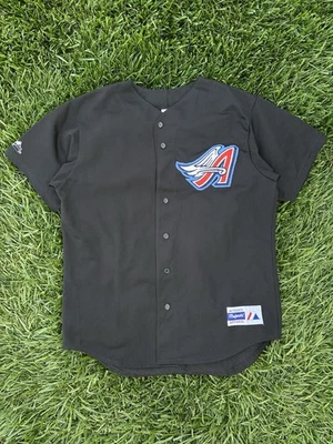 Vintage Majestic MLB Anaheim Angels Black Out Jersey Made in USA Large RARE - Image 1 of 4