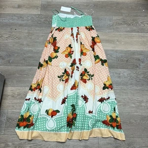 Caroline Constas Fruit Linen Blend Square NeckStrappy Maxi Dress Size Large NWT - Bild 1 von 13