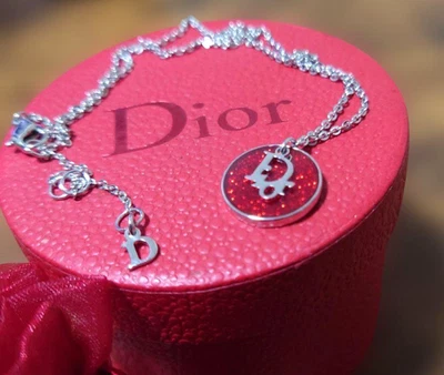 Authentic Christian Dior Silver Round Pendant Necklace with Box & Pouch Japan Me - Image 1 of 4