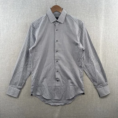 Lanvin платье рубашка мужская 37/14,5 синий клетку длинным рукавом на пуговицах Италии новый без ЯРЛЫКОВ - Изображение 1 из 4