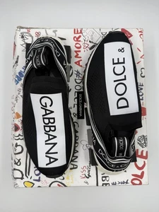 Dolce & Gabbana Black White Slip On Sorrento Sneakers Men's 7.5, Women 9.5/ EU40 - Picture 1 of 5