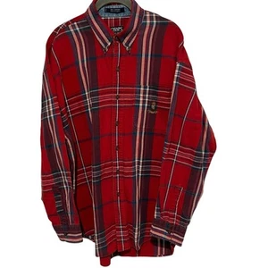 Vintage Chaps Ralph Lauren Flannel Plaid Button Down Shirt Men’s Size Large Red - Picture 1 of 10