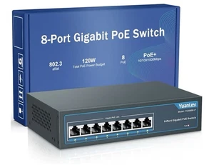 8 Port PoE Switch with 2 Gigabit Uplink, 8 PoE+ Port 100Mbps, 120W 802.3af/at... - Picture 1 of 6