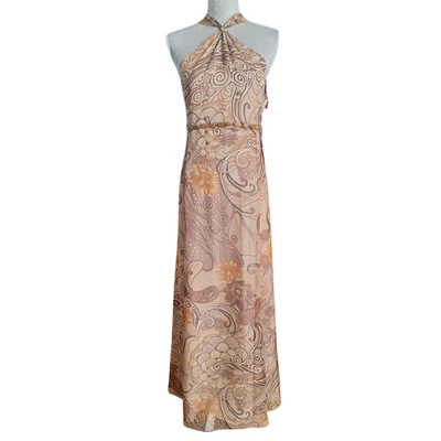 Adrianna Papell Silk Halter Maxi Dress 14 Boho Gown Wedding Guest Beach NWT - Image 1 of 4