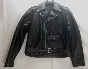 Vintage 70er 80er Jahre Markenlos Dbl Leder Motorrad Jacke 48" Brustumfang - Bild 1 von 21