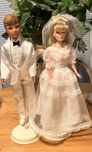 Creata Bride And Groom Doll White Tux White Wedding Dress Veil 1980s B 30 - Picture 1 of 6
