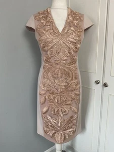 Phase Eight Bodycon Dress Embroidered Size 14 12 Mink Smart Occasion Wedding - Picture 1 of 13