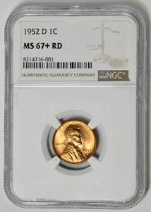 1952-D Lincoln Wheat Cent BIG GRADE! NGC MS-67+ RD - Picture 1 of 2