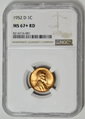 1952-D Lincoln Wheat Cent BIG GRADE! NGC MS-67+ RD - Image 1 of 2