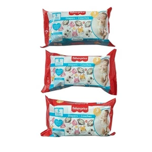 Pañales para bebé Fisher Price talla 3 hipoalergénicos 3 paquetes 5 pañales por paquete de viaje - Imagen 1 de 1
