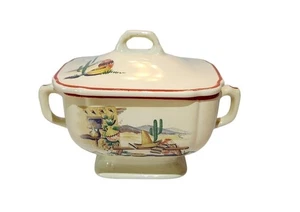 Homer Laughlin Hacienda Sugar Bowl With Lid - Vintage Southwest Desert Design Re - Picture 1 of 12