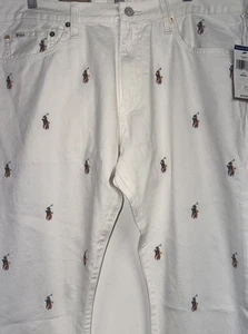 Polo Ralph Lauren Mens White Sullivan Slim All Rainbow Pony Denim Jeans 36x30 - Bild 1 von 6