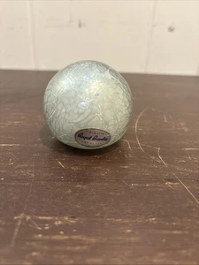 Signed Royal Brierley Iridescent White & Blue Paperweight 7.5” Around 1.75” Tall - Picture 1 of 4
