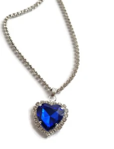 Titanic Necklace The Heart of Ocean Blue Diamante Rose Cospaly Rhinestone Gift - Picture 1 of 6