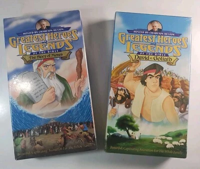 Greatest Heroes & Legends of the Bible VHS -  David & Goliath & Moses Sealed NEW - Imagem 1 de 4