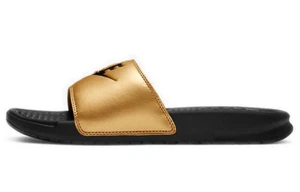 Nike JDI Benassi Slide Black Metallic Gold Womens-343881-014 - Picture 1 of 4