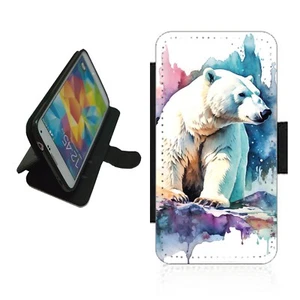Polar bear Phone Case Wallet flip cover For iPhone Samsung POL1 - Picture 1 of 3