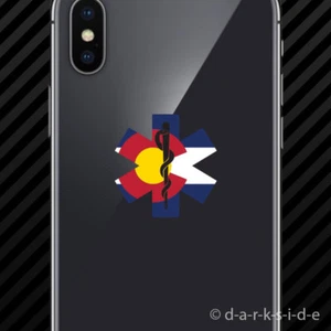 (2x) Colorado State Shaped EMT Flag Cell Phone Sticker Mobile EMS Paramedic CO - Picture 1 of 1