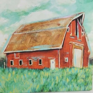 Red Barn Canvas Print Dollar General Barn Farmhouse Decor Wall 20” x 16” 2017 - Picture 1 of 4