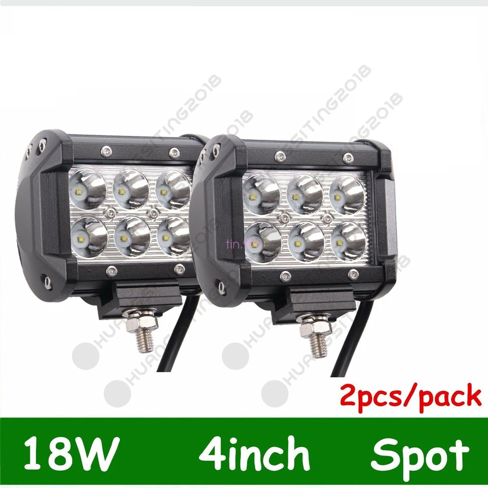 2X 4inch 18W Led Light Bar Spot Work Light 4WD ATV Boat Off-road Driving Lamp - Image 1 of 4