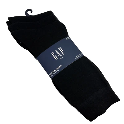 Gap Men’s Crew Socks Dress Cotton Blend Black 3 Pairs - Image 1 of 4