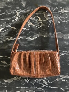 Brown Patent Crocodile 90s Small Handbag - Picture 1 of 2