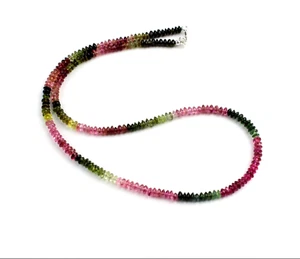 Tourmaline Necklace Precious Stone Beads Colourful Natural Noble Gift ca.46, - Picture 1 of 5