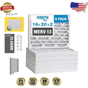 Ultra-Effective MERV 13 Pleated Air Filters - 6-Pack for Allergies & Asthma - Picture 1 of 8