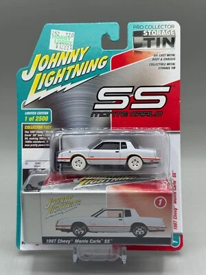 JOHNNY WHITE LIGHTNING 1987 CHEVY MONTE CARLO SS PRO COLLECTOR STORAGE TIN 🫨💯 - Image 1 of 2
