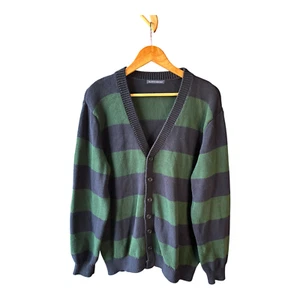 Brandy Melville Vintage Y2K Rugby Striped Sweater Navy & Green OS Cardigan ￼ - Picture 1 of 5