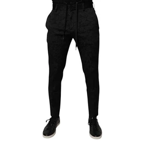 DOLCE & GABBANA Pants Black Brocade Polyester Skinny Dress IT44/W30/XS 1200usd - Picture 1 of 6
