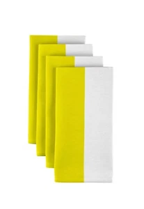 100% Milliken Polyester Yellow & White Cabana Stripe 18" x 18" Napkins 1 Dozen - Picture 1 of 1