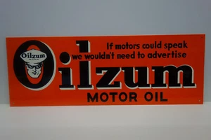 LETRERO ESMALTADO DE ACERO RECTANGULAR ACEITES DE MOTOR OILZUM 10"" DE ALTO POR 28"" DE ANCHO. - Imagen 1 de 3