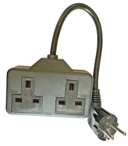 EU French Schuko hybrid-plug 16A Generator Adapter flylead 2 UK socket 13A cable - Picture 1 of 1