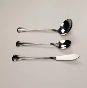 Gerippte fächerförmige Griffe Schöpfkelle Zuckerlöffel Butter glänzend Edelstahl Japan - Bild 1 von 4
