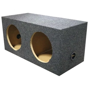 Dual 10 Inch Sealed Heavy Duty Car Subwoofer Box Sub Enclosure w/ Grey Carpet - Picture 1 of 4