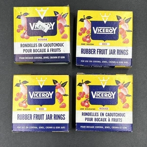 VICEROY RED RUBBER FRUIT JAR RINGS Corona Jewel Crown Gem 4 Boxes / 12 IN EACH - Picture 1 of 5