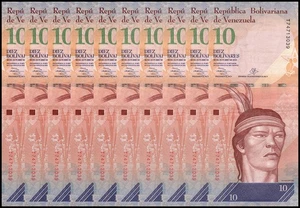 Venezuela 10 Bolívar Fuerte, 2007-2014, P-90, Usado X 10 PCS - Imagen 1 de 3