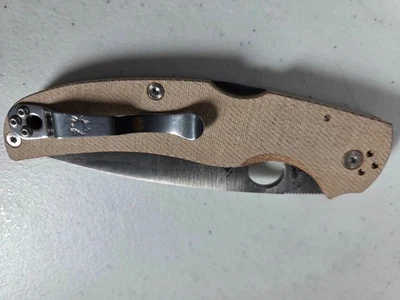 USED-Spyderco Native Chief Knife C244MPCW Satin CPM Cru-Wear Blade Brown Micarta - Image 1 of 4