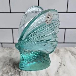 Fenton Art Glass Aquamarine Butterfly Figurine Aqua Turquoise Blue STICKER - Picture 1 of 5