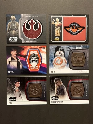 Topps Star Wars Medallion Patch Lot Rey Qi’ra Chewbacca BB-8 C-3PO Solo Rogue - Image 1 of 4