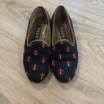 Mocasines planos ZALO para mujer talla 7 con punta de aguja roja azteca hechos en España Foto 1 de 4