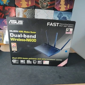 ADSL ASUS DSL N55U DUAL BAND N600 WI-FI WIRELESS ADSL MODEM ROUTER 600 MB/S - Picture 1 of 8