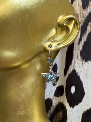 Kirks Folly Aquamarine Light Blue Aurora Borealis Star Swarovski Silver Earrings - Image 1 of 4