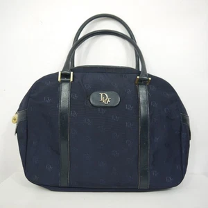 Dior Vintage Handbag Blue Monogram Logo Top Handle Shoulder Bowling Bag 1970s - Picture 1 of 22