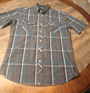 Men's AIRWALK Gray Blue Plaid Short Sleeve Casual Button Down Shirt. Medium - Picture 1 of 16