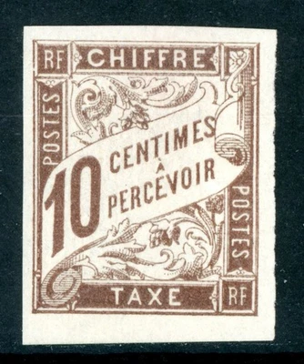 France 1894 Colonies General Issues 10¢ Brown Postage Due Scott #J16 Mint G94 - Image 1 of 4