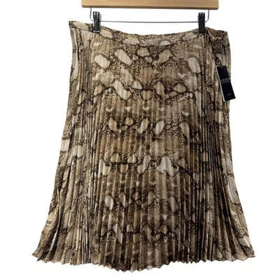 Saia Plissada Lauren Ralph Lauren Feminina Pele de Cobra Tamanho 14P Estampa de Animais Pequenos - Imagem 1 de 4