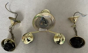 Gold Ceiling Light Fittings - 1 Triple & 2 Single. - Picture 1 of 5