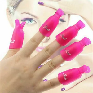 10pcs Pink Plastic Nail Art Soak Off Clip Cap Tenderly Remove ExternalDecoration - Picture 1 of 12